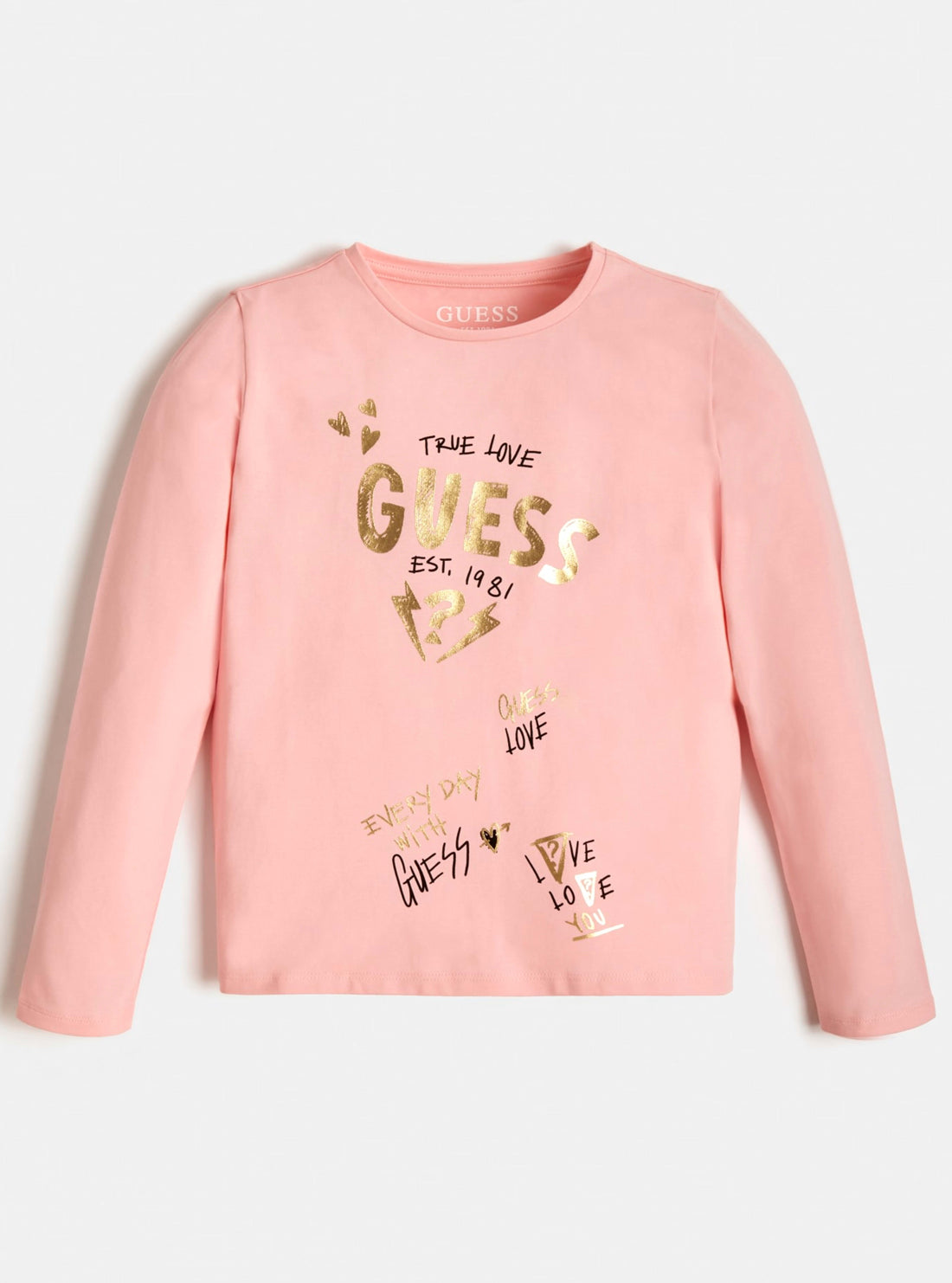 GUESS Kids Girls Pink True Love T-Shirt (7-16) J1BI02J1311 Front View