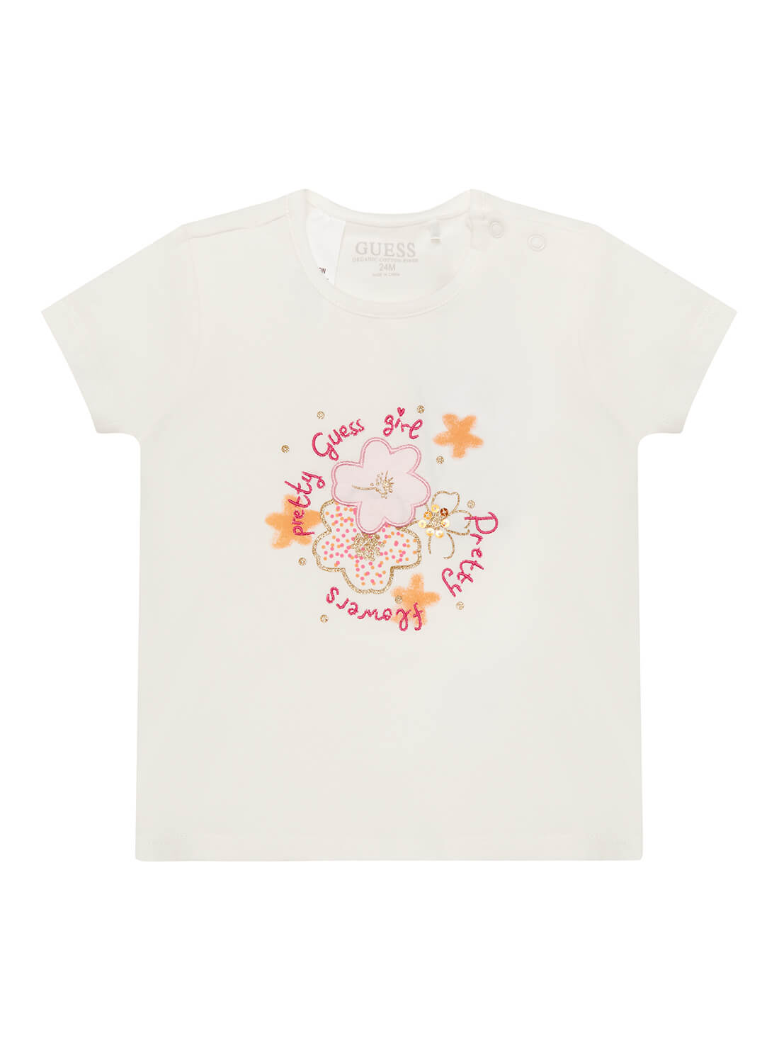 GUESS Baby Girl White Multi Pretty T-Shirt (6-24m) A2RI00K6YW1 Front View