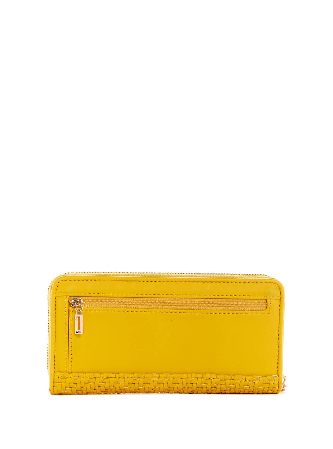 GUESS Womens Lemon Yellow Woven Hassie Large Wallet VG839746 Back View