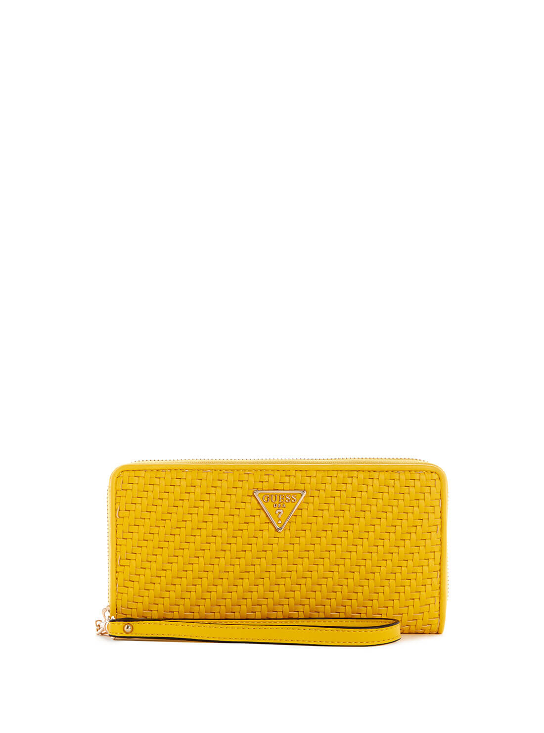 GUESS Womens Lemon Yellow Woven Hassie Large Wallet VG839746 Front View
