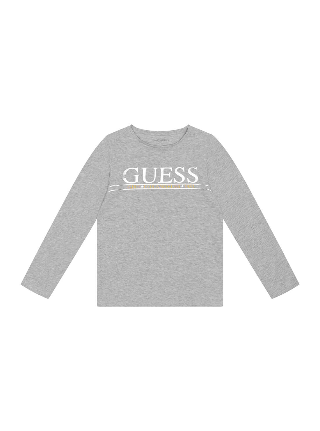 GUESS Light Stone Long Sleeve Logo Girls T-Shirt (2-7) Front View