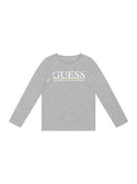 GUESS Light Stone Long Sleeve Logo Girls T-Shirt (2-7) Front View