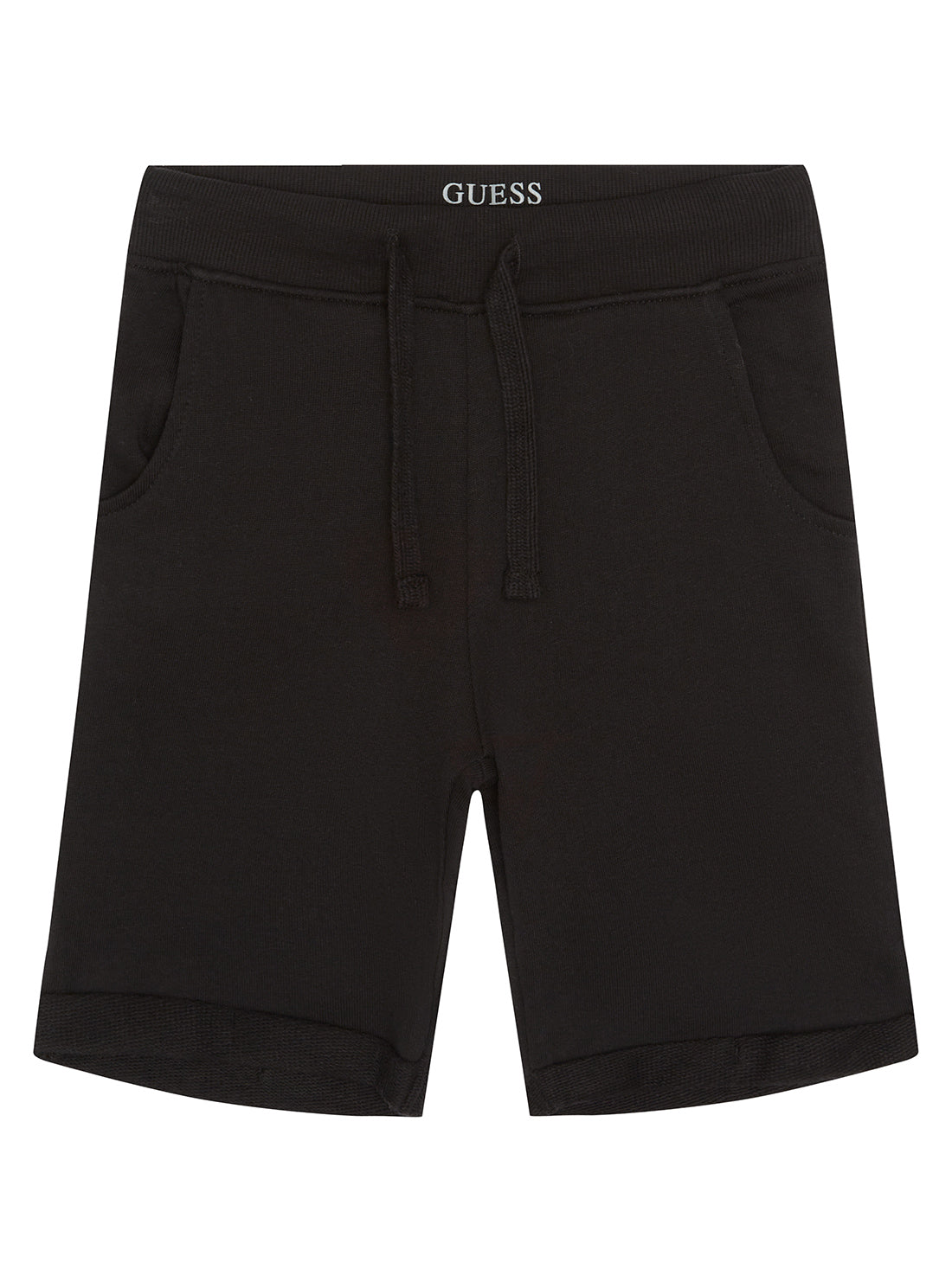 GUESS Little Boy Black Active Shorts (2-7) N93Q18KAUG0 Front View