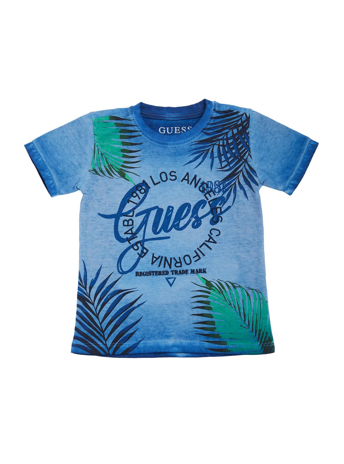 GUESS Little Boy  Blue Palm Print Logo T-Shirt (2-7) N2GI17K5M20 Front View