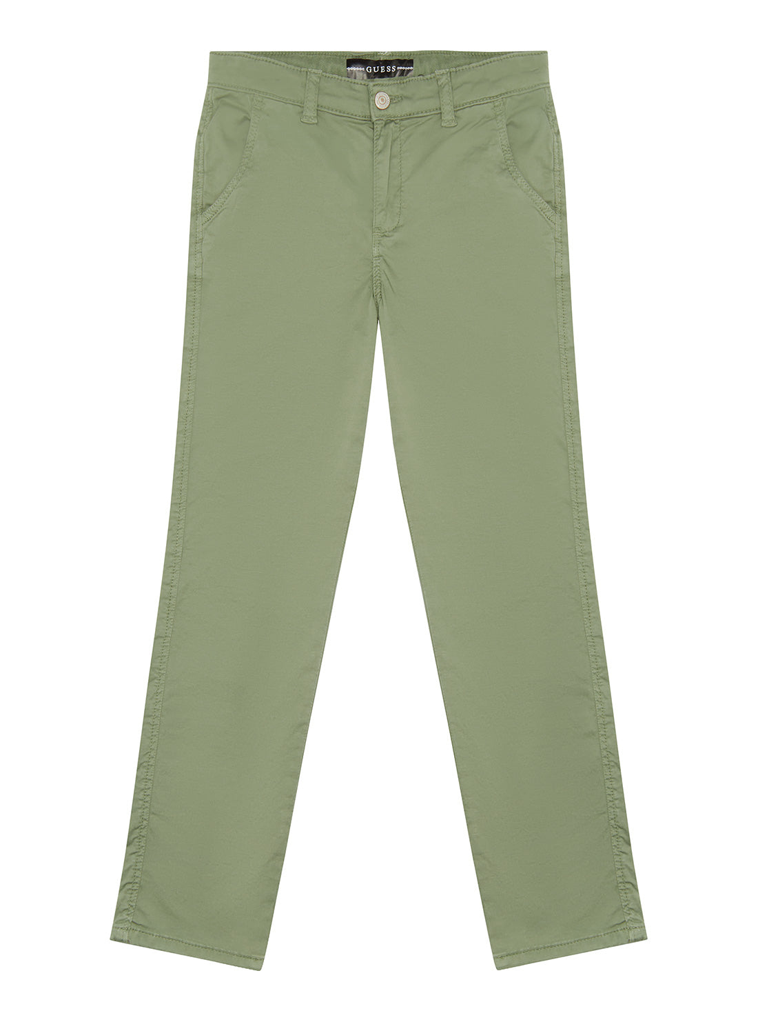 GUESS Little Boy Green Sateen Chino Pants (2-7) N2GB01WEHX3 Front View