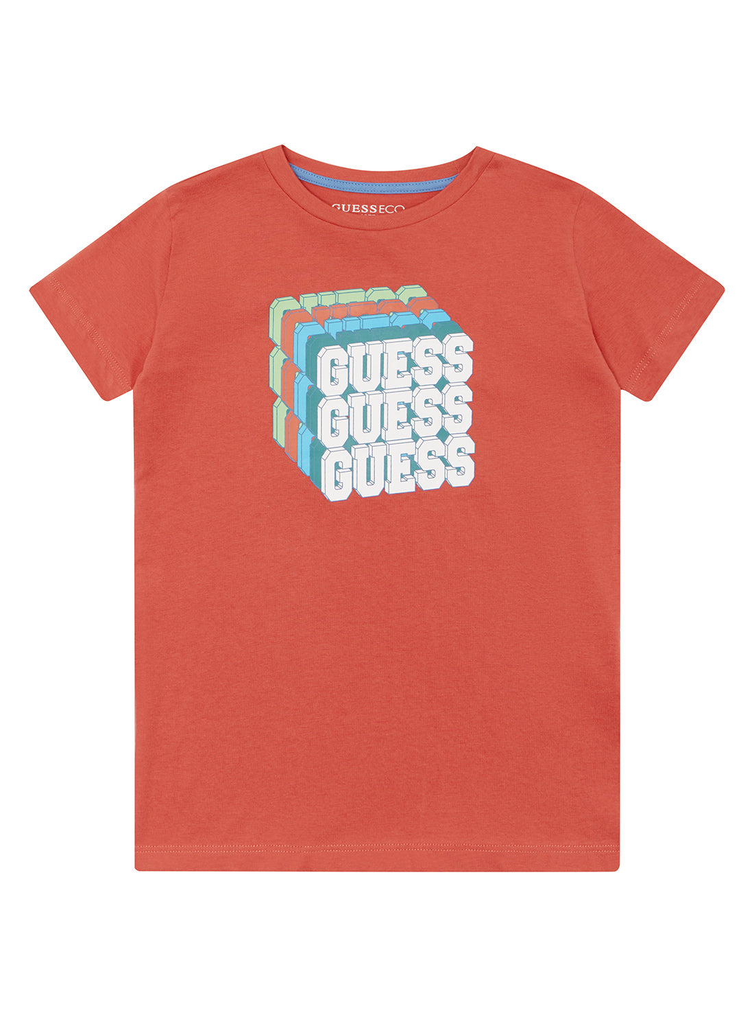 GUESS Little Boy Red Cube Logo T-Shirt (2-7) N2YI00K8HM0 Front View