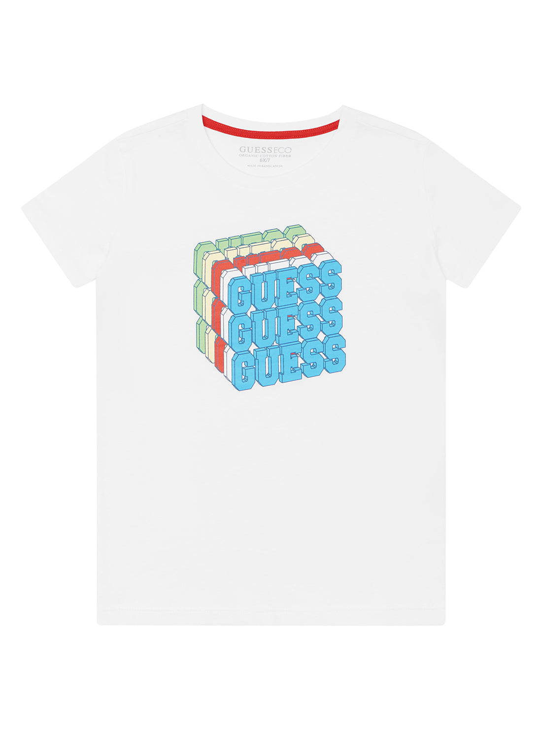 GUESS Little Boy White Cube Logo T-Shirt (2-7) N2YI00K8HM0 Front View