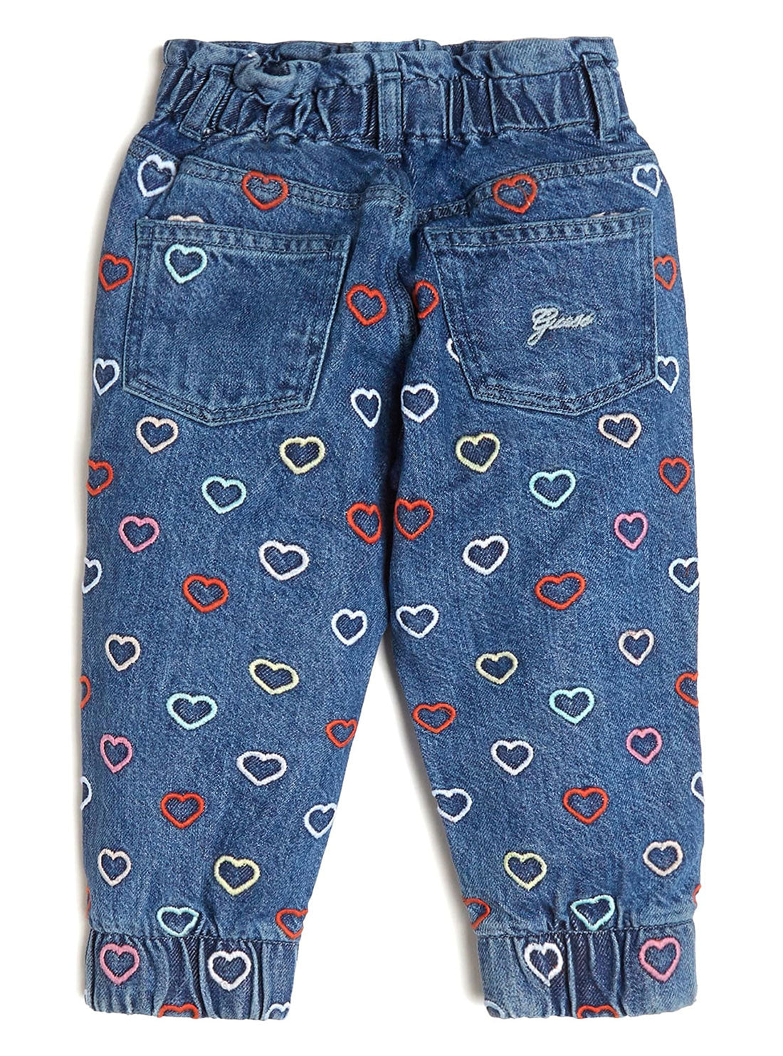 GUESS Little Girl Multicolour Heart Embroidered Denim Pants (2-7) K2YA06D4QS0 Back View