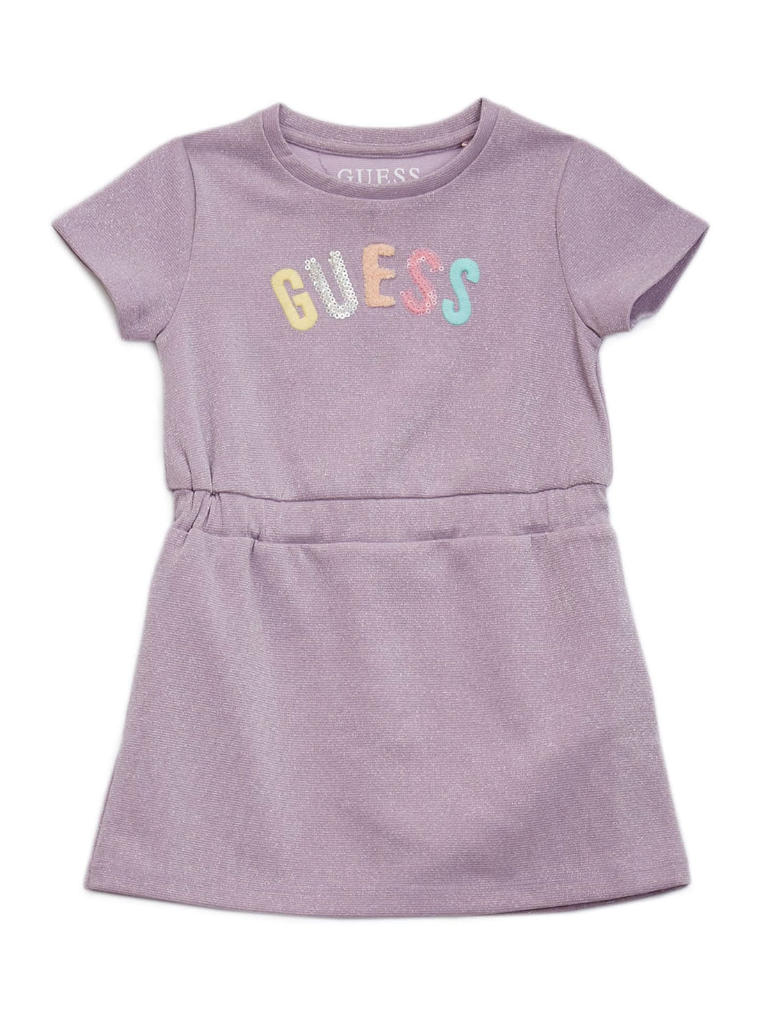 GUESS Little Girl Purple Logo Lurex Dress (2-7) K2YK11KASR0 Front View