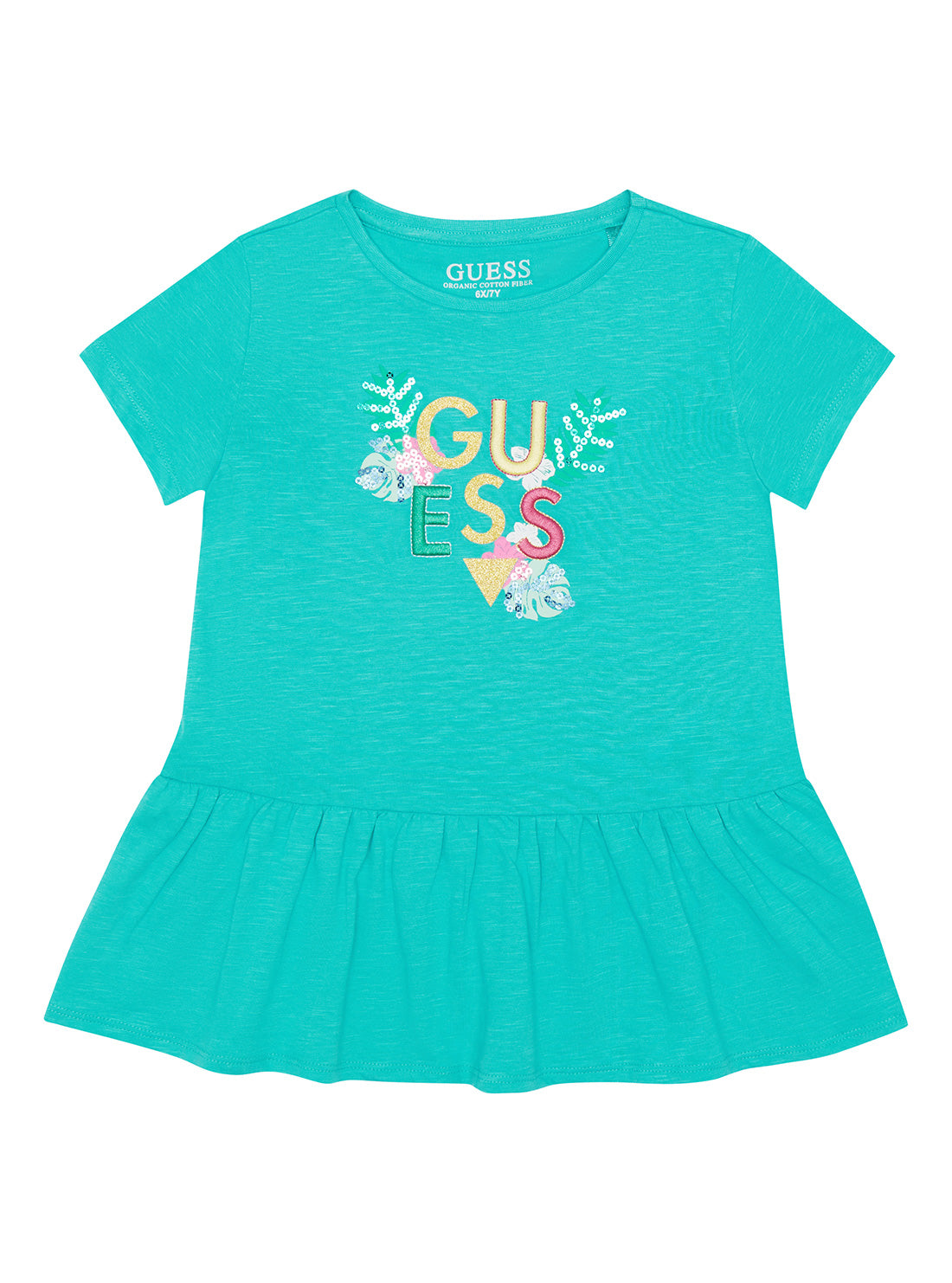 GUESS Little Girl Topaz Blue Logo T-Shirt (2-7) K2GI19K6XN1 Front View