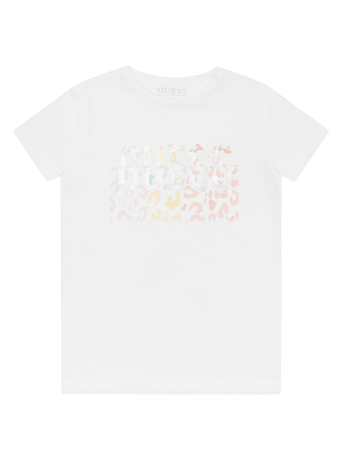 GUESS Little Girl White Leopard Logo T-Shirt (2-7) K2YI14K6YW1 Front View