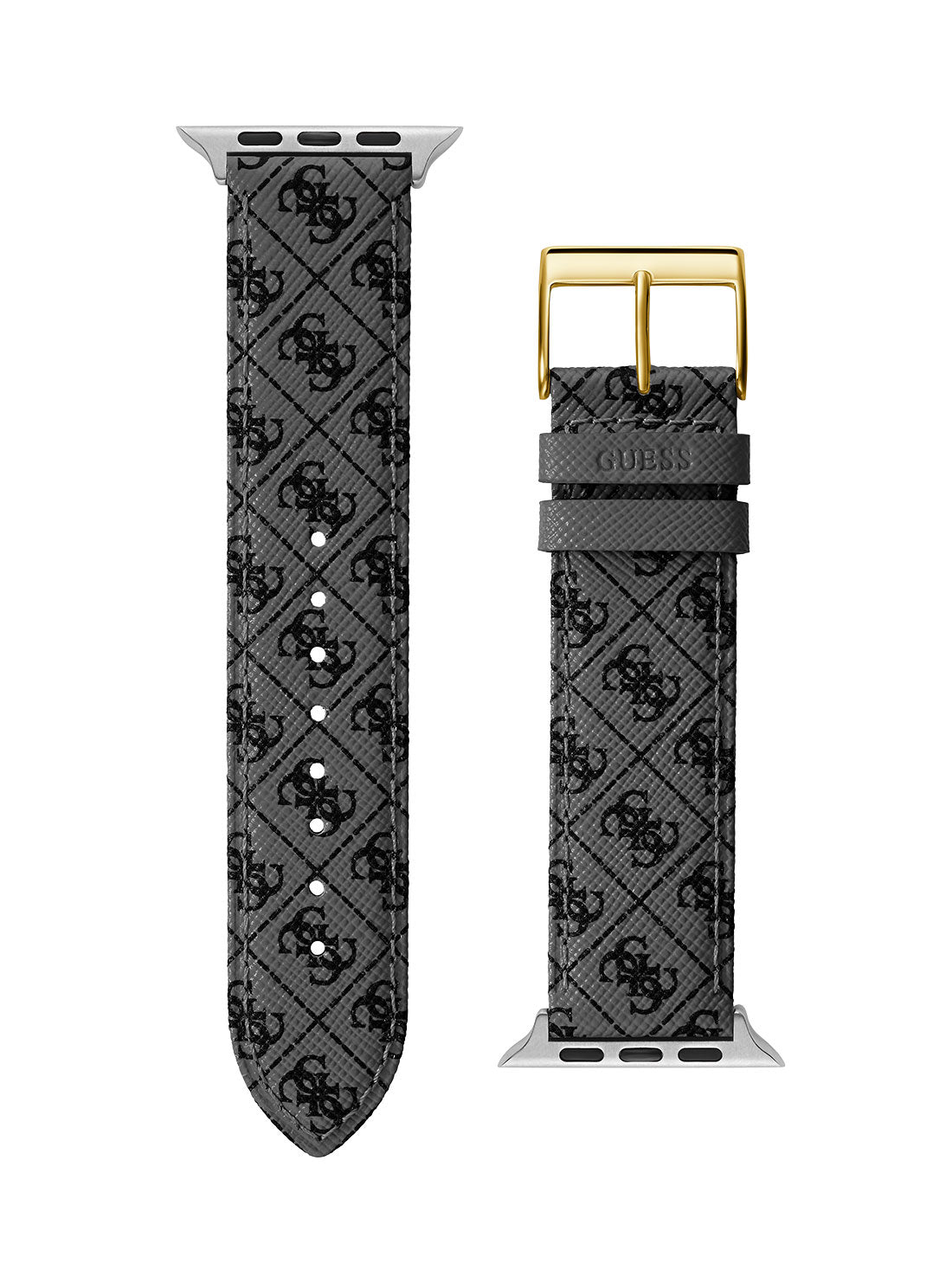 GUESS Men's Black Quattro G Leather Apple Watch Strap CS3001S2 Back View
