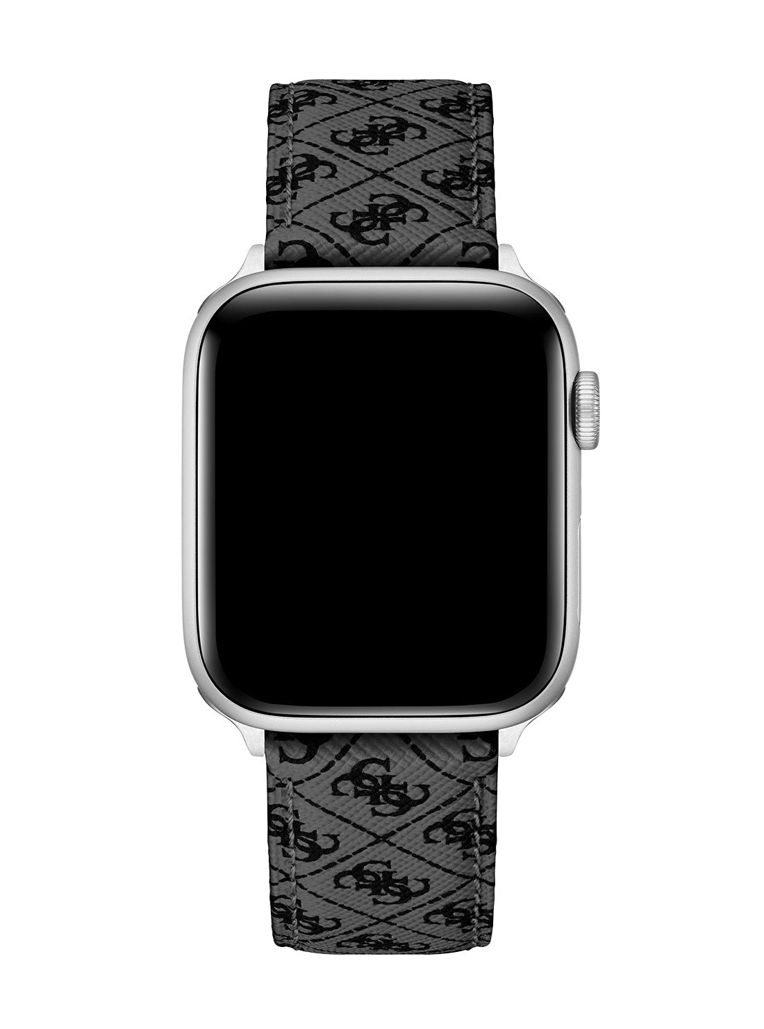 GUESS Men's Black Quattro G Leather Apple Watch Strap CS3001S2 Front View