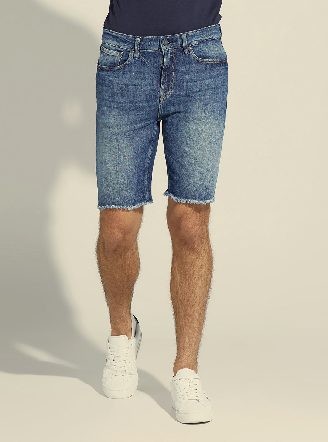 GUESS Men's Blue Denim Slim Shorts M2YAV3D47IA Front View