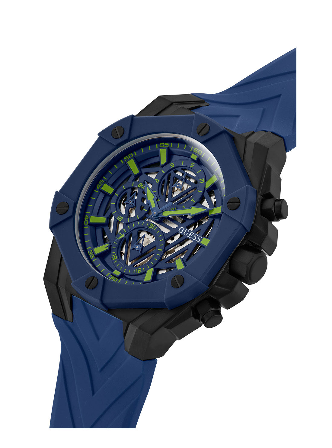 GUESS Men's Blue Formula Silicone Watch GW0579G3 Angle View