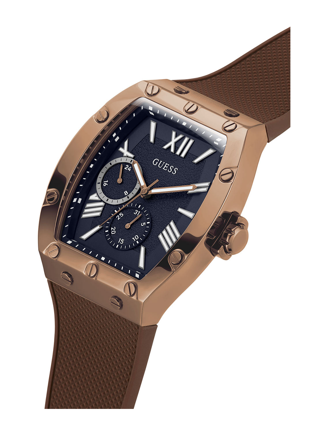 GUESS Men's Brown Falcon Silicone Watch GW0568G1 Angle View
