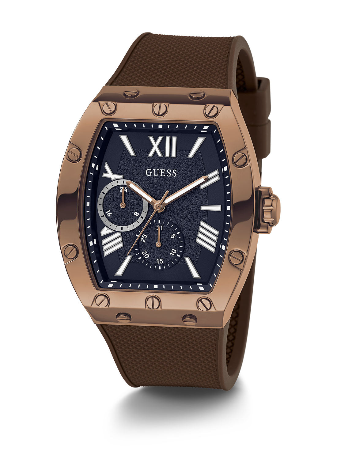 GUESS Men's Brown Falcon Silicone Watch GW0568G1 Full View