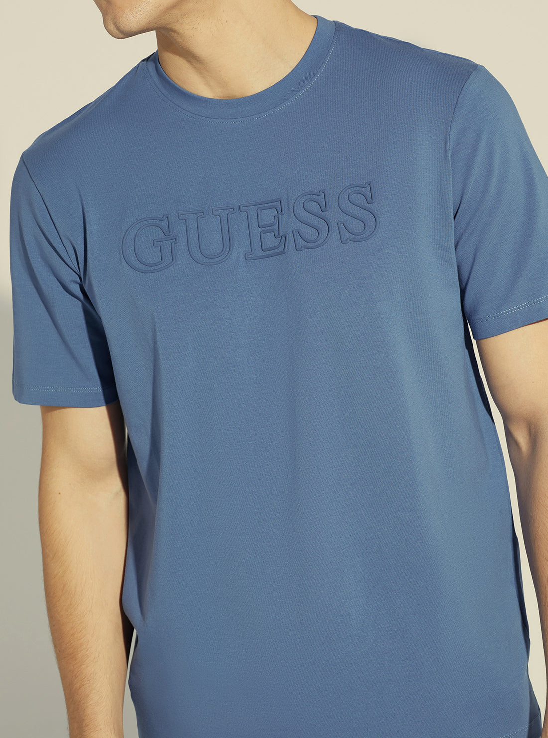 GUESS Men's Eco Blue Alphy Active Logo T-Shirt Z2YI11J1311 Detail View