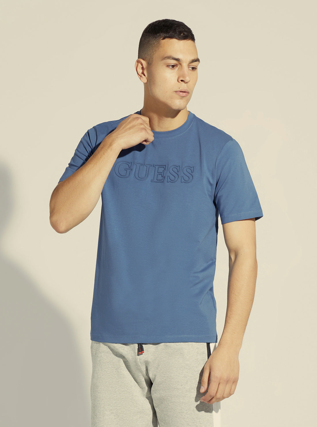GUESS Men's Eco Blue Alphy Active Logo T-Shirt Z2YI11J1311 Side View