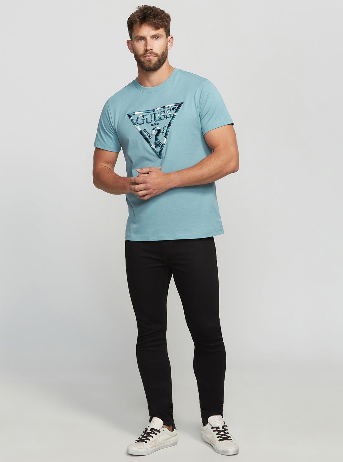 GUESS Men's Eco Blue Gad Logo T-Shirt M2BI33K8FQ4 Full View