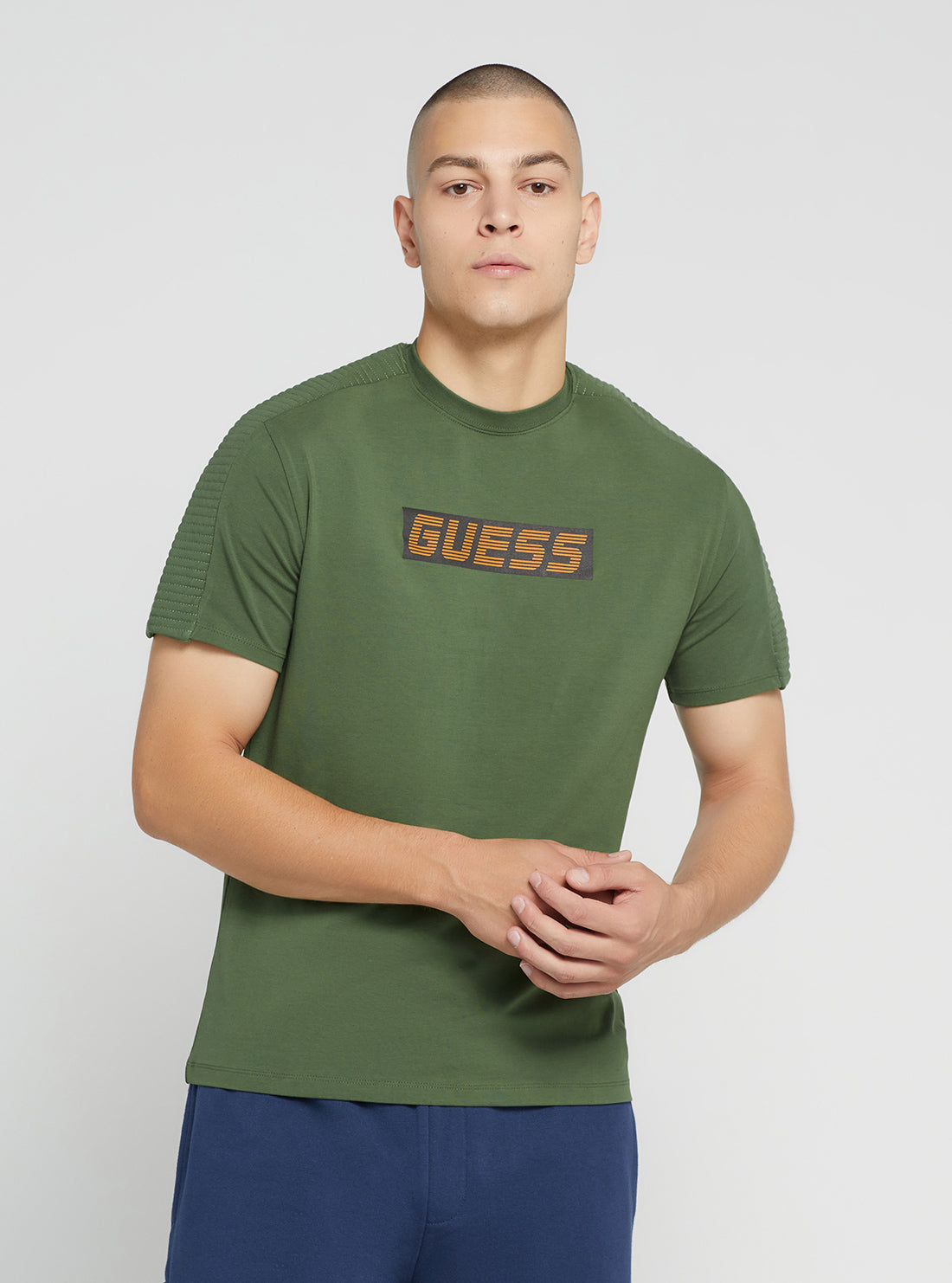 GUESS Men's Eco Green Camron Logo Active T-Shirt Z2BI02J1314 Front View