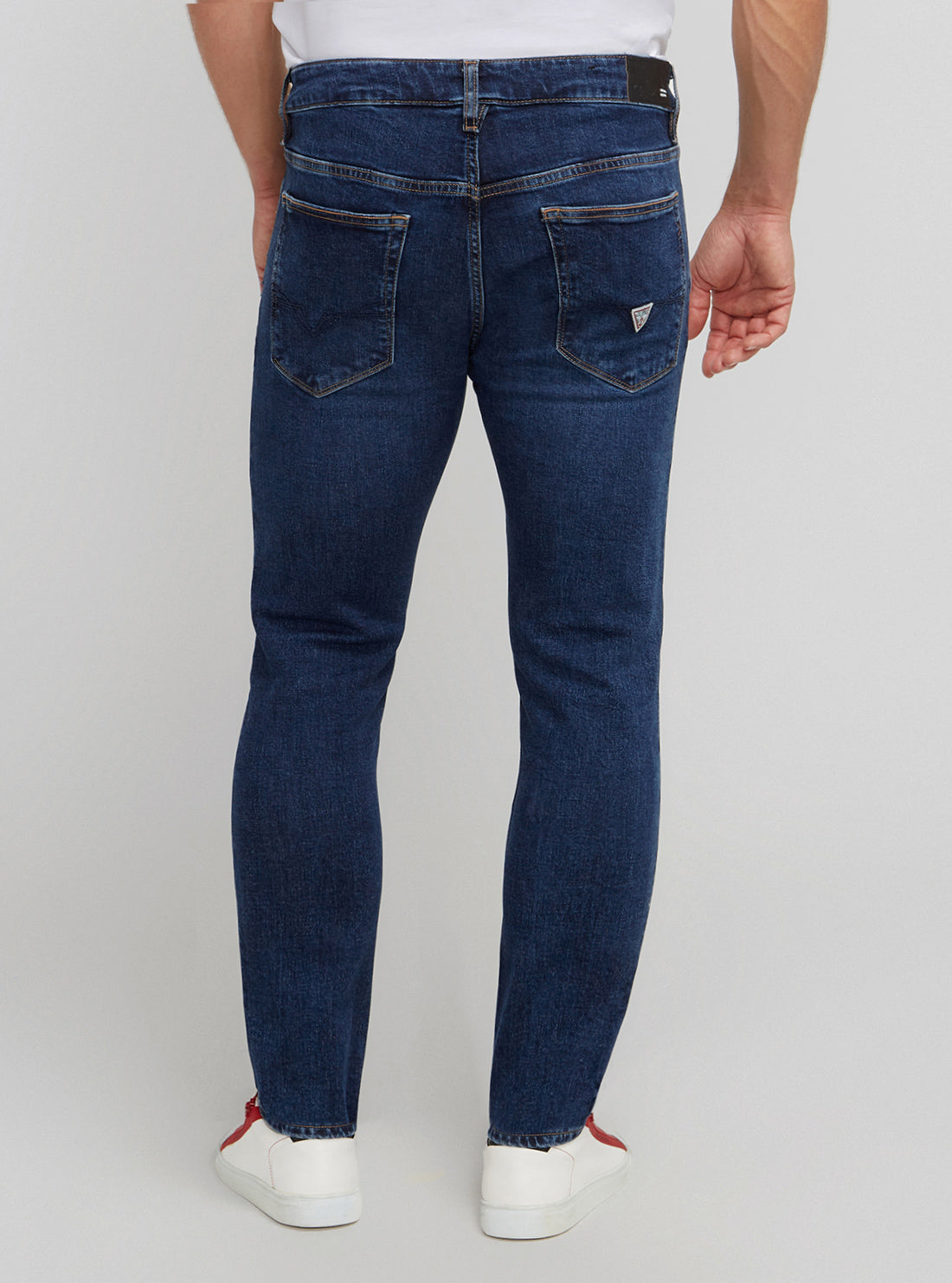 GUESS Men's Eco Low-Rise Skinny Adam Fly Denim Jeans In Reloop Wash M2BA05D4TB2 Back View