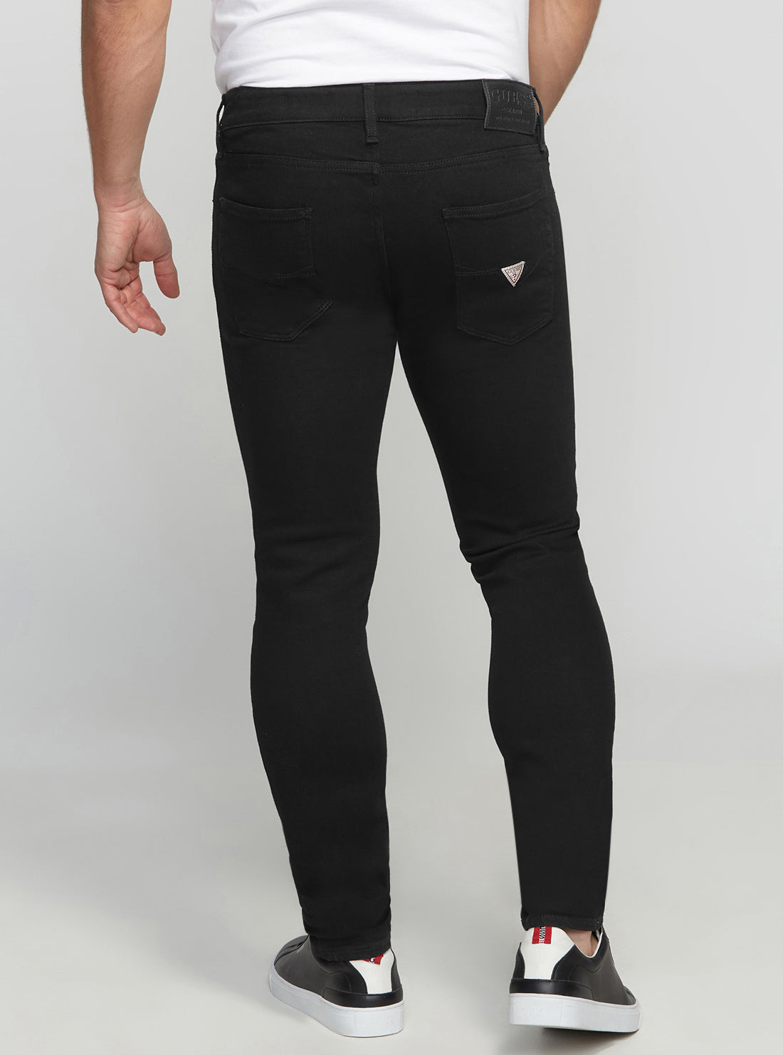 GUESS Men's Eco Low-Rise Slim Chris Denim Jeans In Carry Black Wash M2YA27D4Q51 Back View