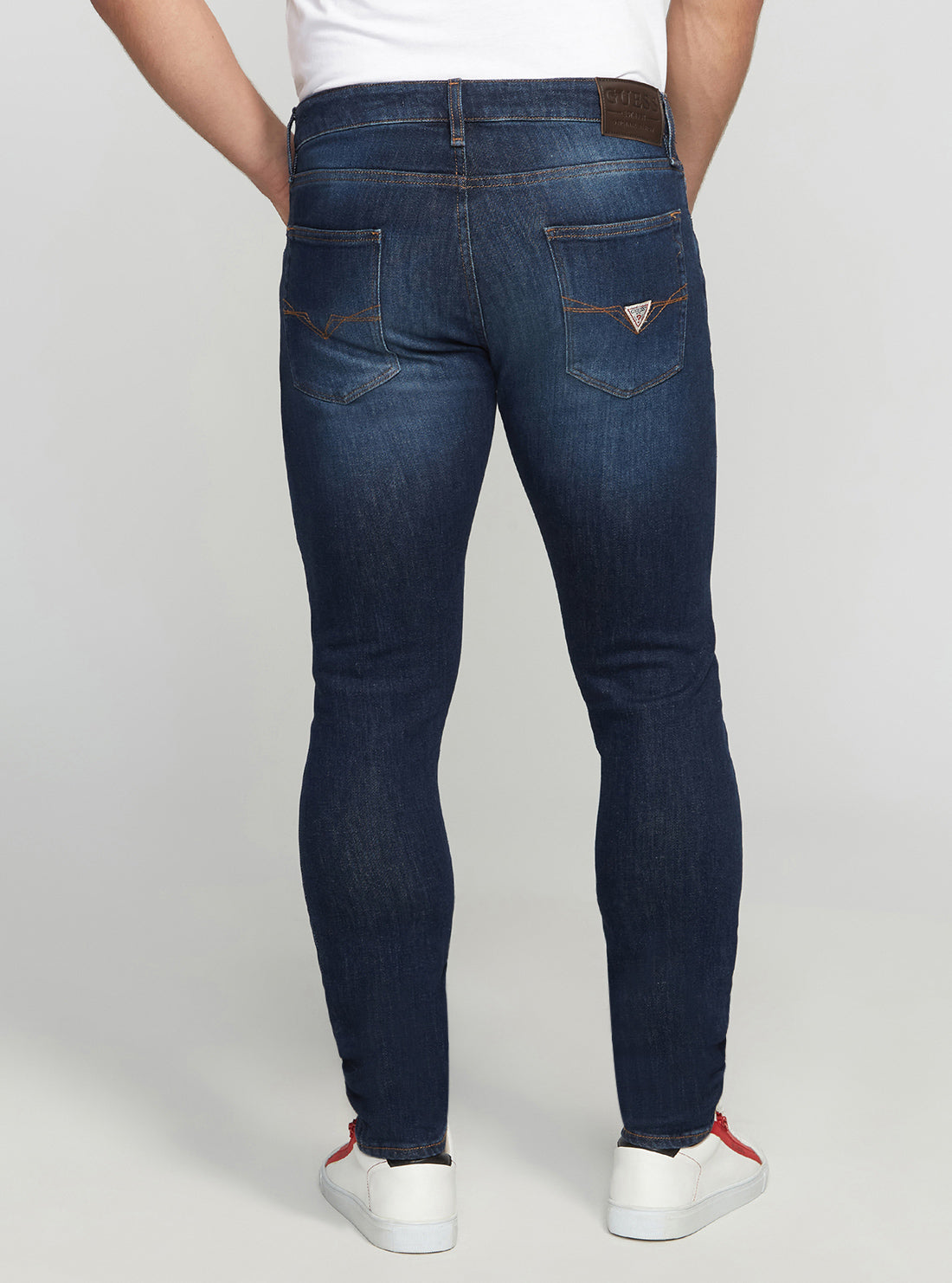 GUESS Men's Eco Low-Rise Slim Chris Denim Jeans In Carry Dark Wash M2YA27D4Q41 Back View