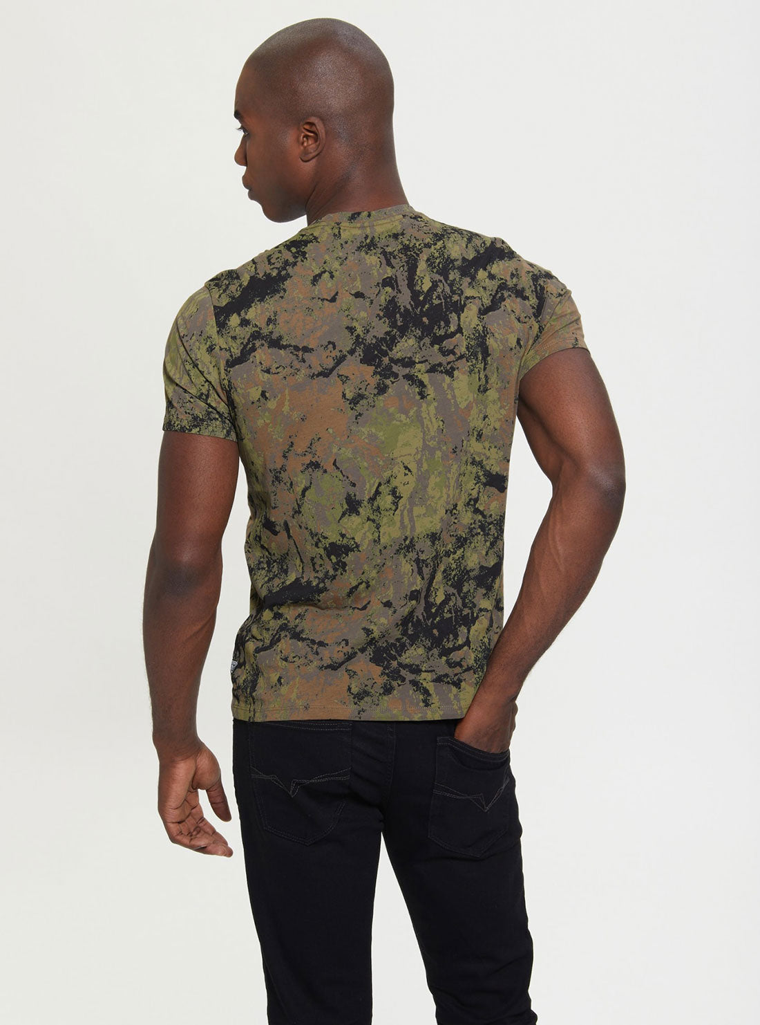 GUESS Men's Eco Multi Textured Camo T-Shirt M2BI66K9RM4 Back View