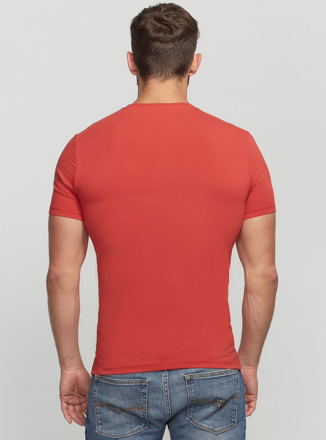 GUESS Men's Eco Red Bertil Logo T-Shirt M2BI25J1314 Back View