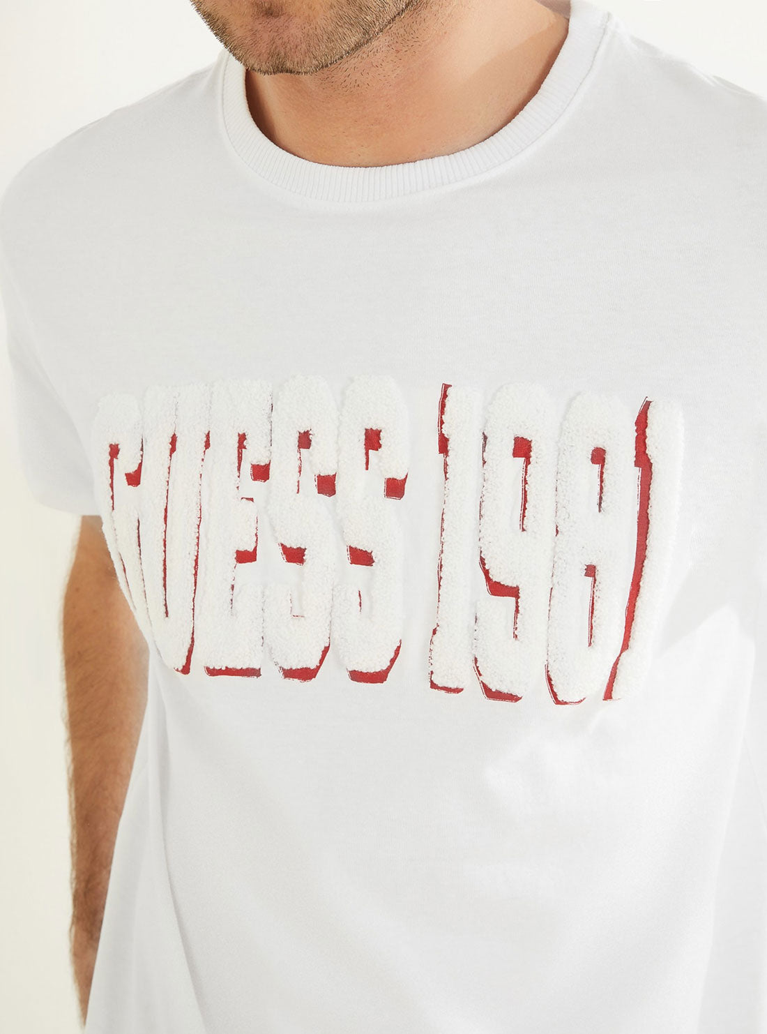 GUESS Men's Eco White Academy Logo T-Shirt M2YI29K8FQ1 Detail View