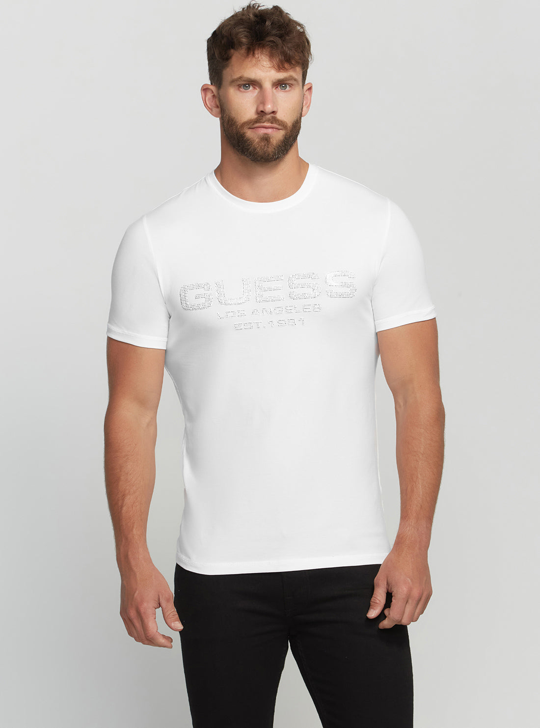 GUESS Men's Eco White Bertil Logo T-Shirt M2BI25J1314 Front View
