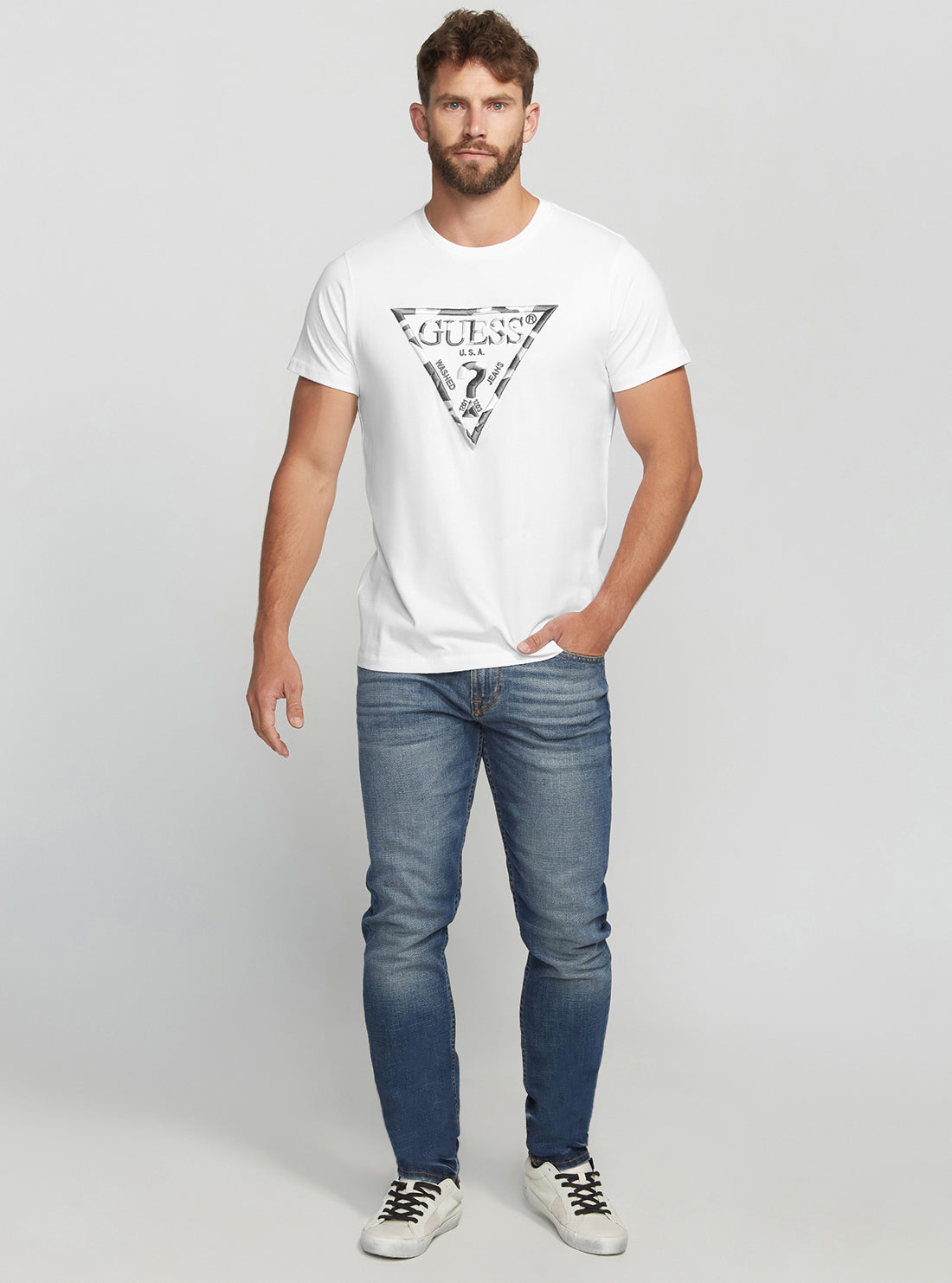 GUESS Men's Eco White Gad Logo T-Shirt M2BI33K8FQ4 Full View