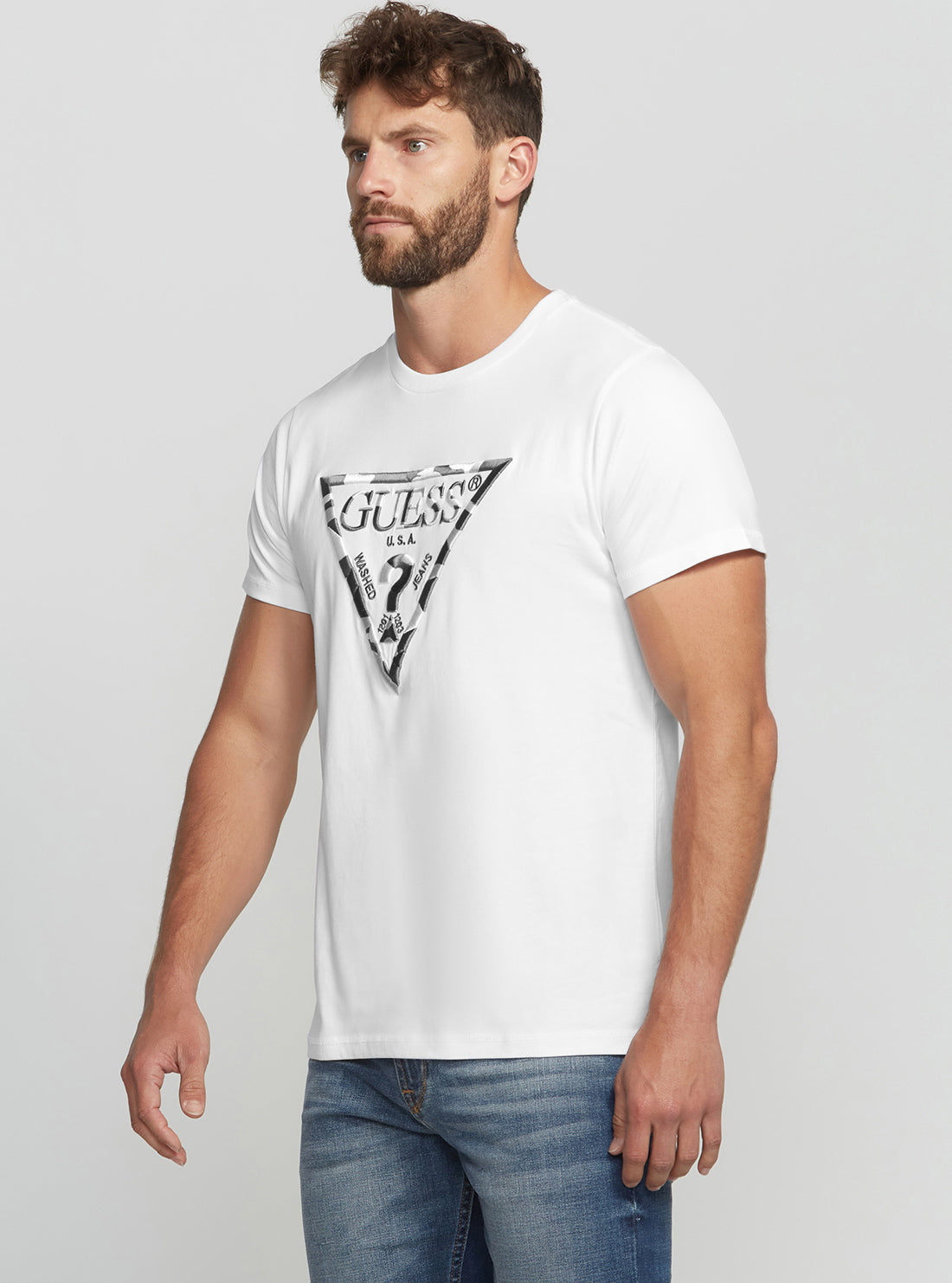 GUESS Men's Eco White Gad Logo T-Shirt M2BI33K8FQ4 Side View