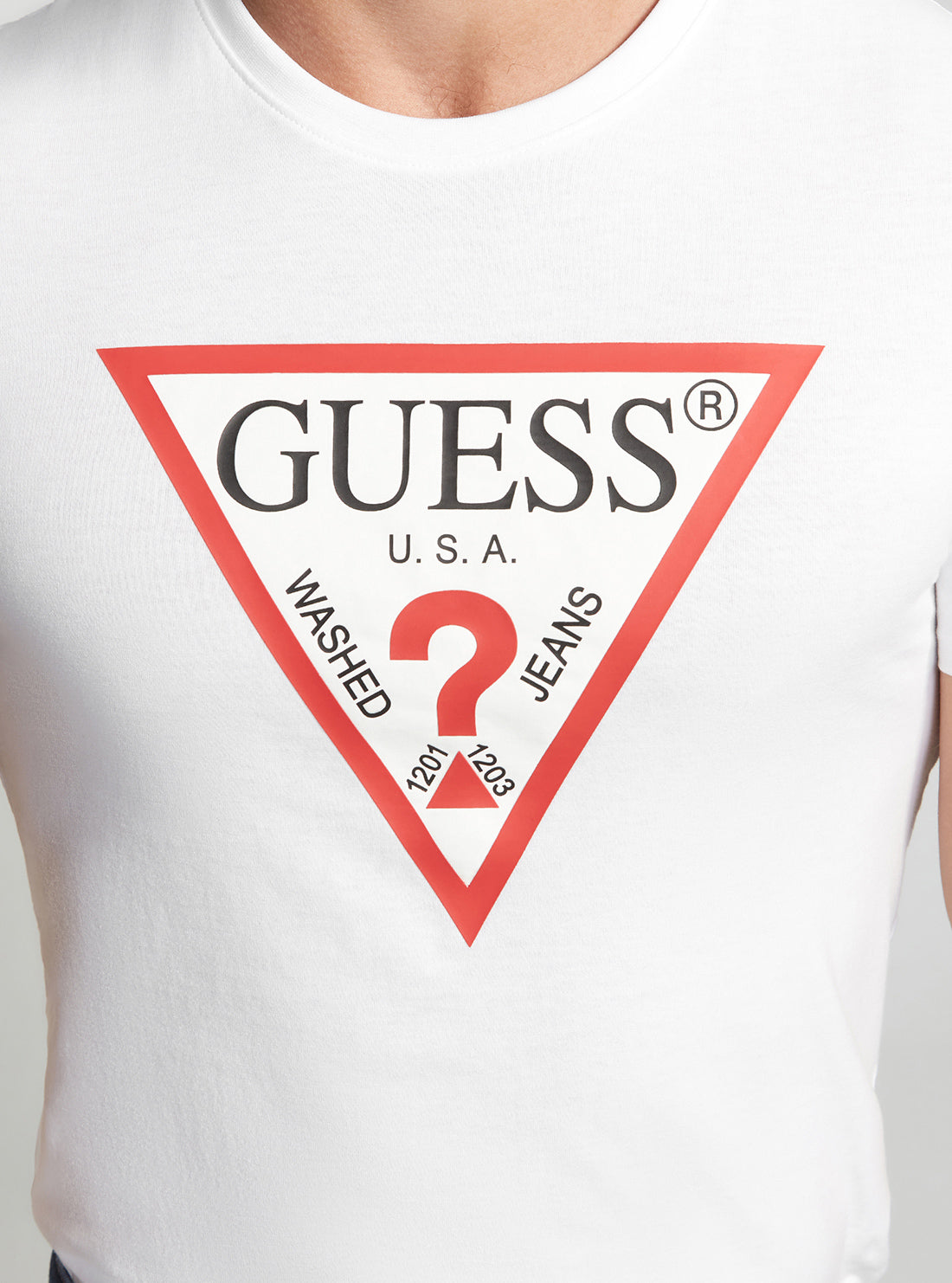GUESS Men's Eco White Original Logo T-Shirt M2YI71I3Z11 Detail View