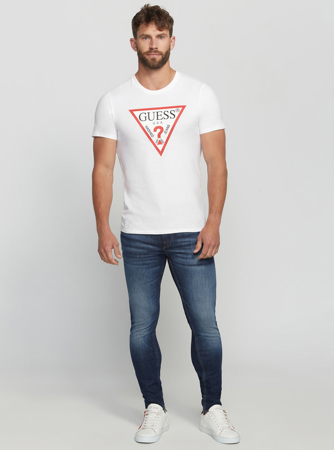 GUESS Men's Eco White Original Logo T-Shirt M2YI71I3Z11 Full View