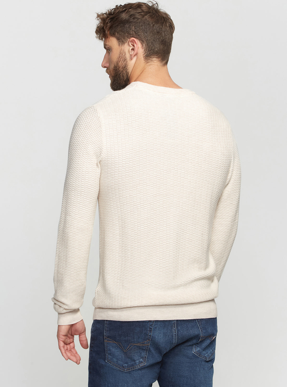 GUESS Men's Eco White Paco Wool Jumper M2BR12Z3151 Back View