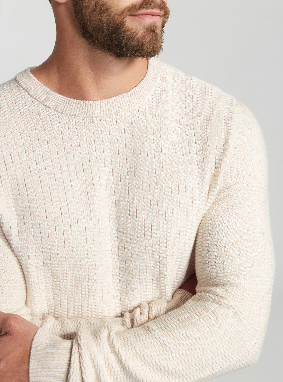 GUESS Men's Eco White Paco Wool Jumper M2BR12Z3151 Detail View