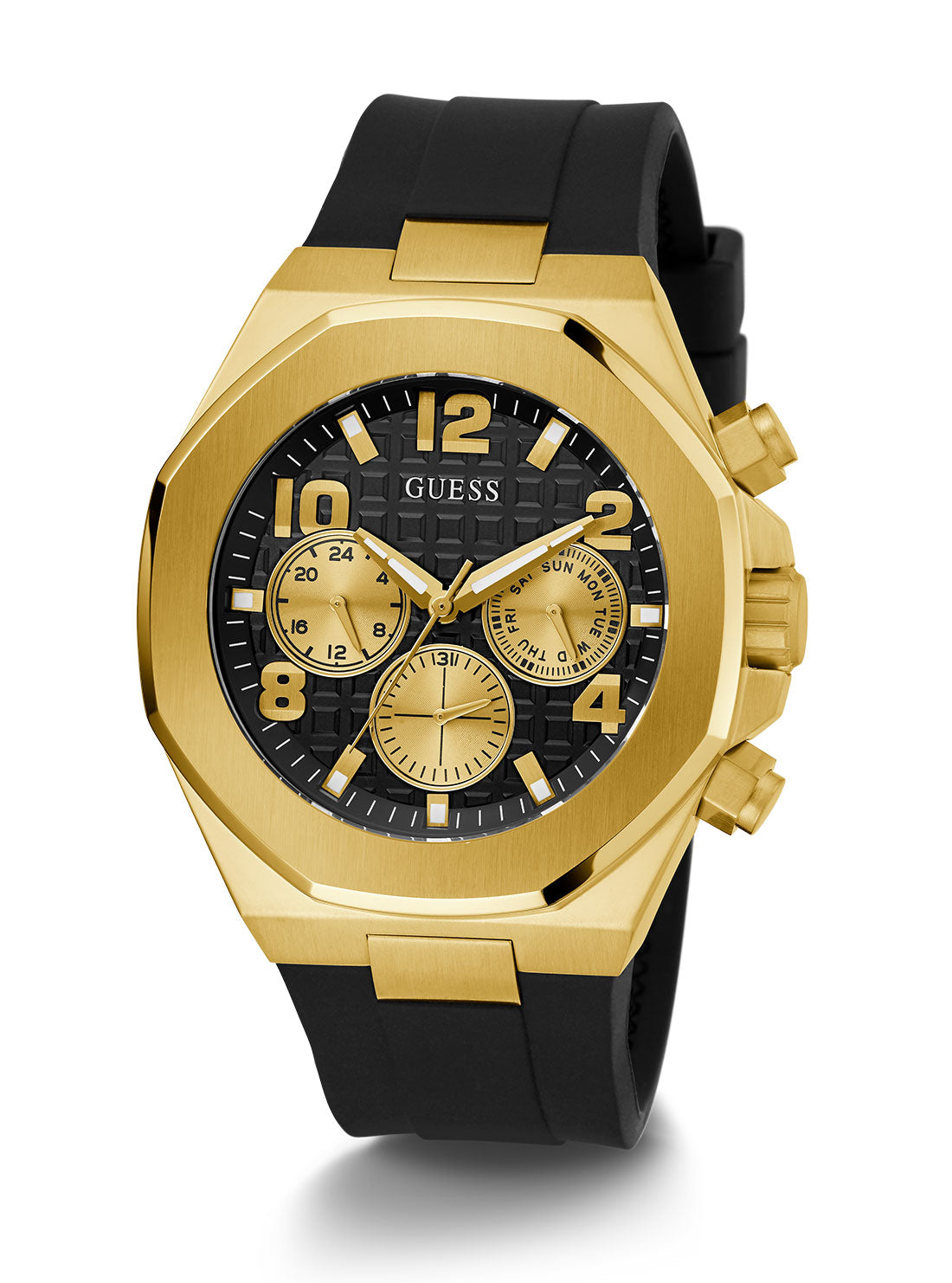 GUESS Men's Gold Empire Silicone Watch GW0583G2 Full View
