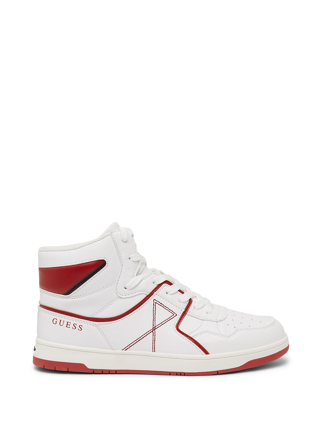 GUESS Men's Red White Fidal High Top Sneakers FIDAL Side View