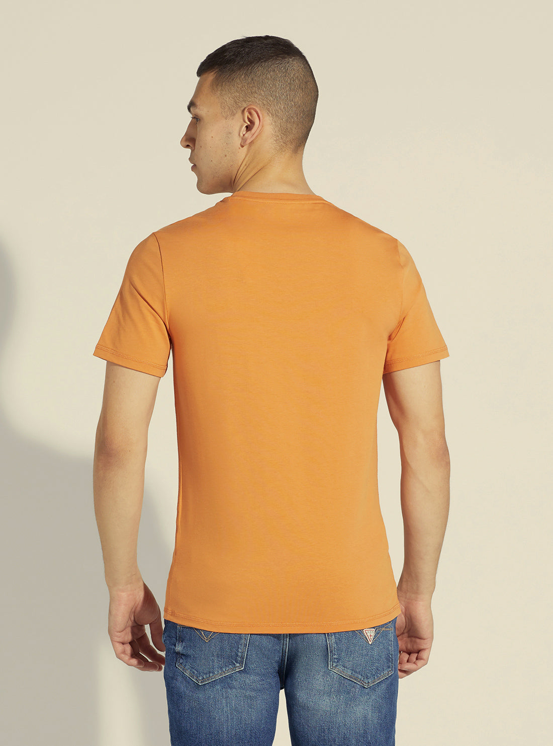 GUESS Men's Saffron Peach Blurry Logo T-Shirt M2YI44J1311 Back View