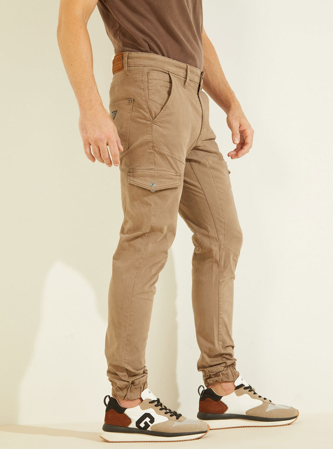GUESS Men's Walnut Brown New Kombat Cargo Pants M2YB17WEOP4 Side View