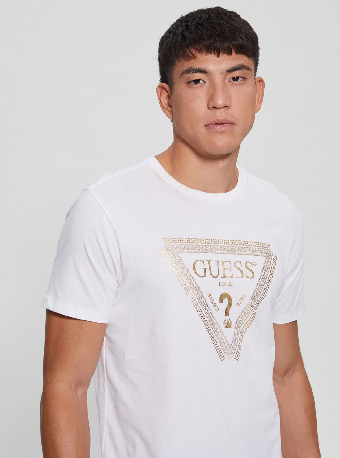 GUESS Men's White Chain Logo T-Shirt M3RI68KBDK0 Detail View