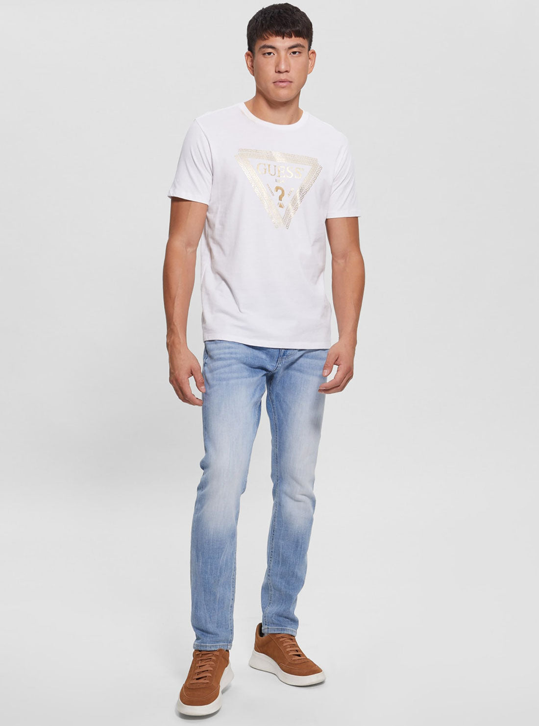 GUESS Men's White Chain Logo T-Shirt M3RI68KBDK0 Full View