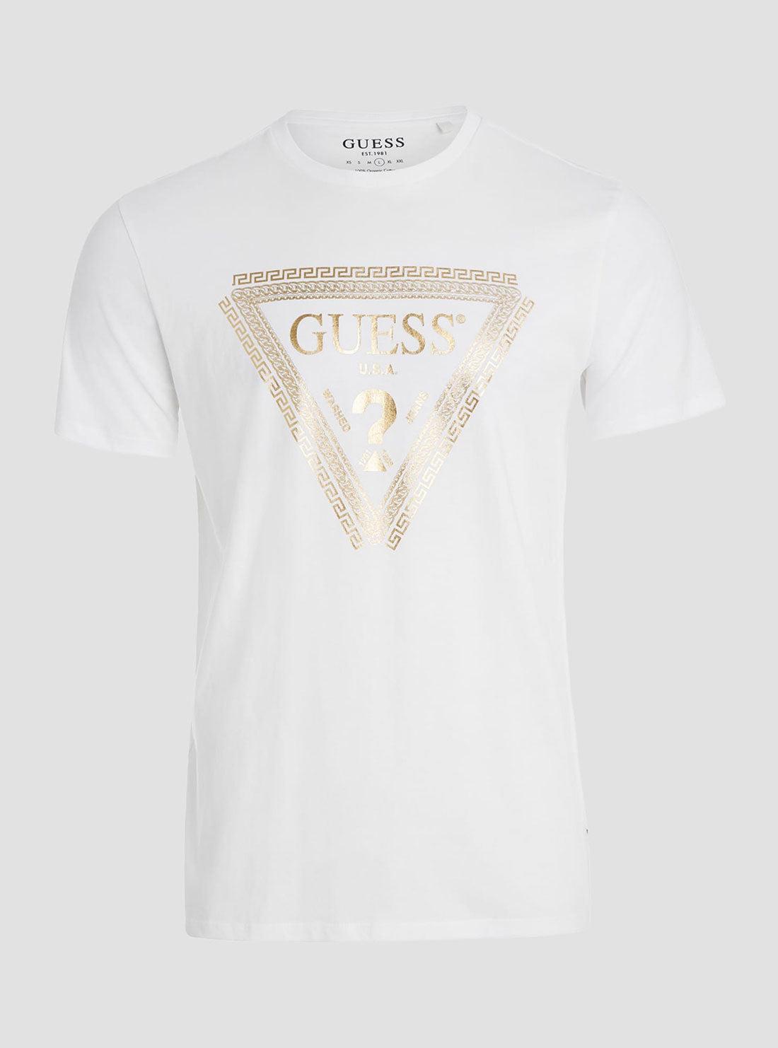 GUESS Men's White Chain Logo T-Shirt M3RI68KBDK0 Ghost View