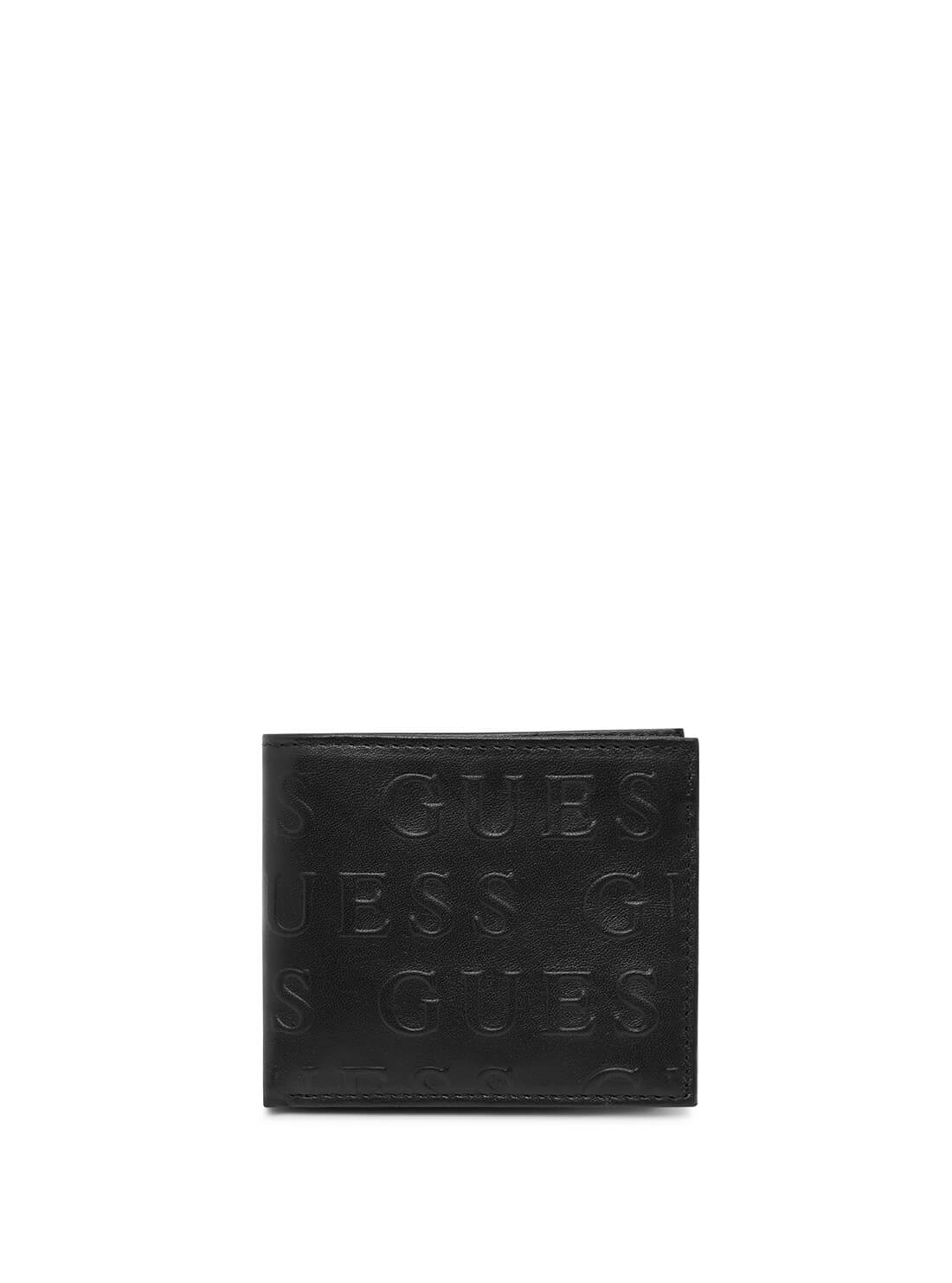 GUESS Men's Black Glenoaks Logo Passcase Wallet 31GUE22094 Front View