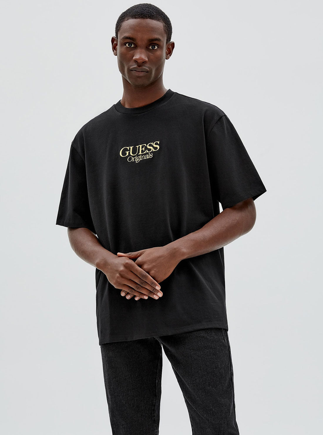 GUESS Mens GUESS Originals Black Austin Logo T-Shirt M2GI00K9XF2 Front View