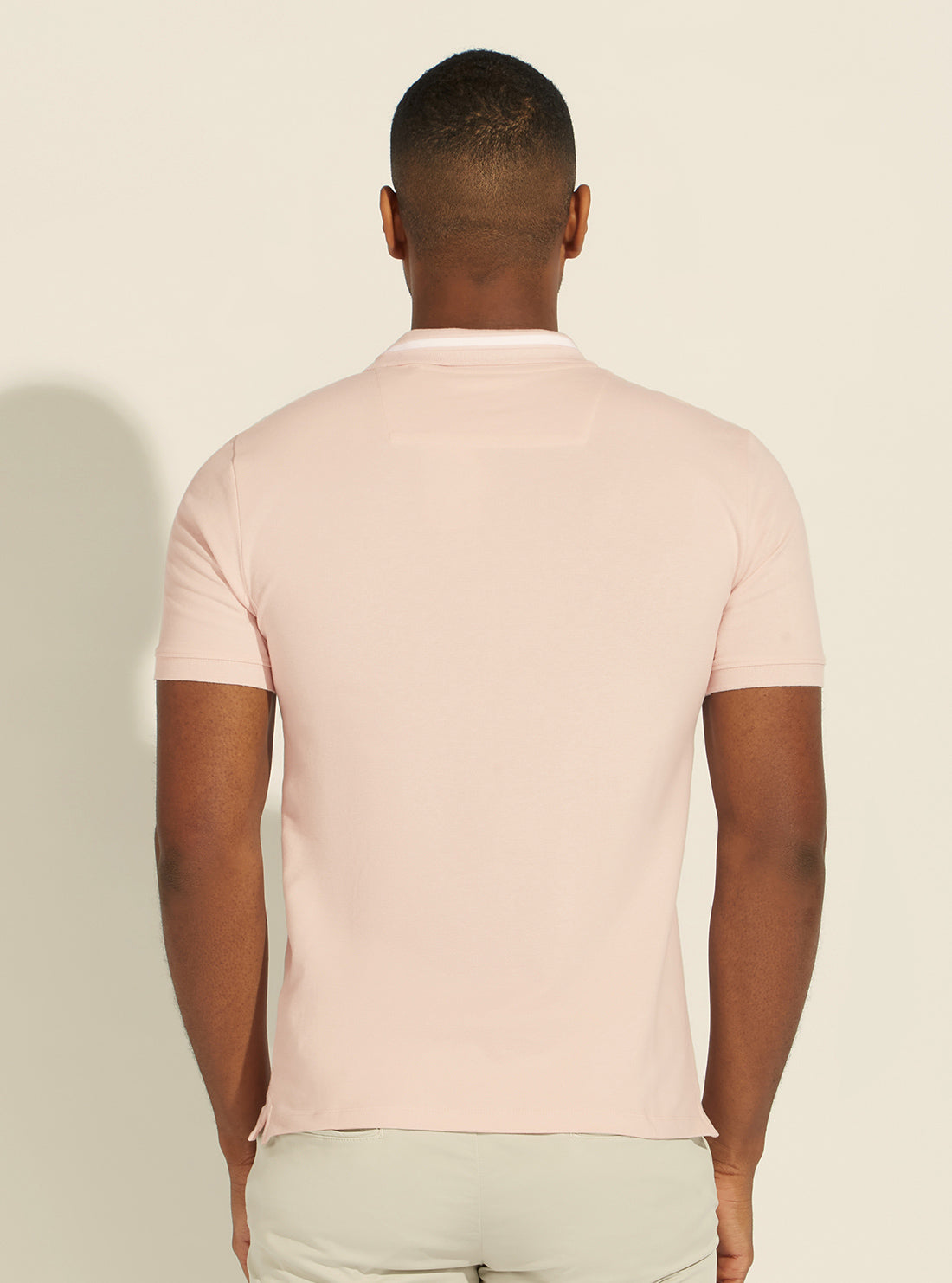 GUESS Mens Eco Blush Pink Lyle Polo T-Shirt M2RP60K7O61 Back View