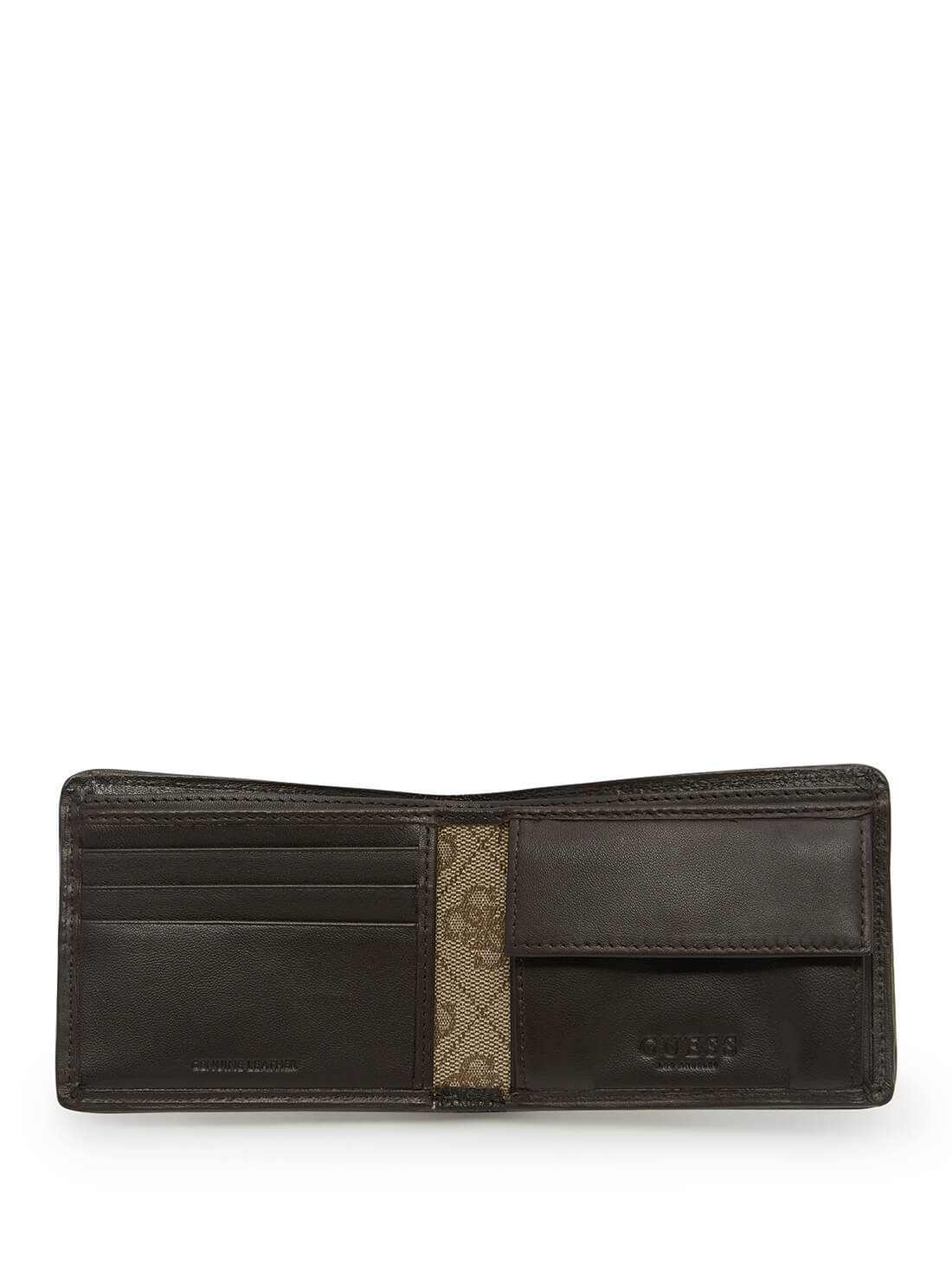 GUESS Men's Brown Quattro G Slimfold Wallet 31GUE13217 Inside View