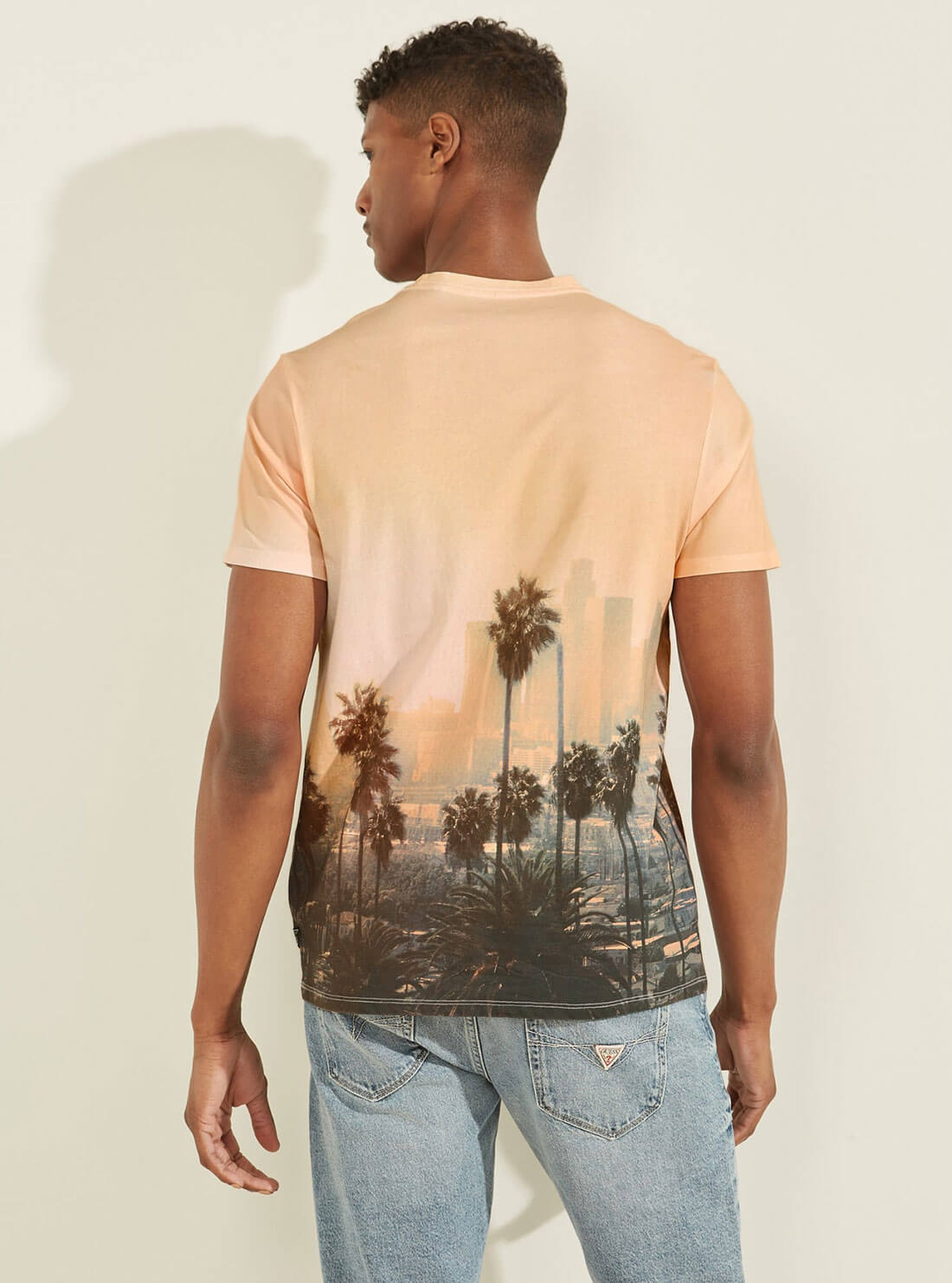 GUESS Mens Eco Orange DTLA Sunset T-Shirt M2GI34K9RM1 Back View